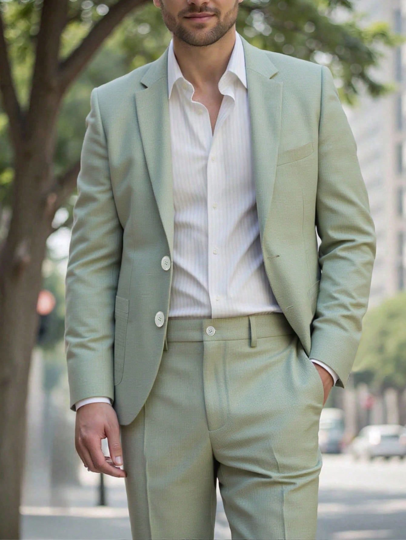 S-3XL Solid Color Suit Pants Set-Business Dinner Wedding