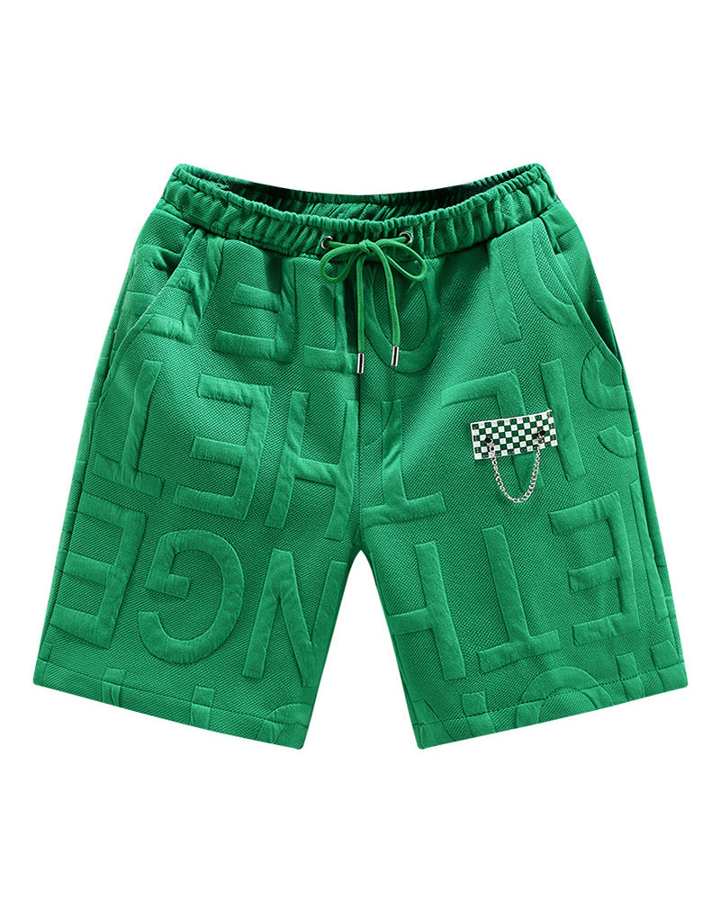 M-7XL American-style Embossed Chain-embellished Cropped Shorts