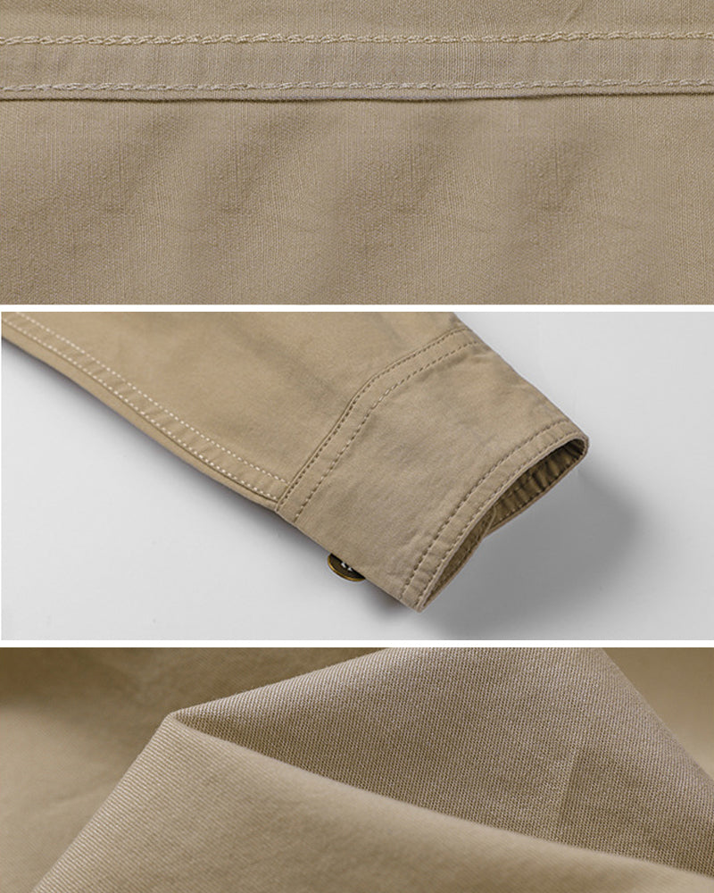 M-6XL Men's Plus Size Cotton Casual Loose Long-sleeved Tooling Shirt