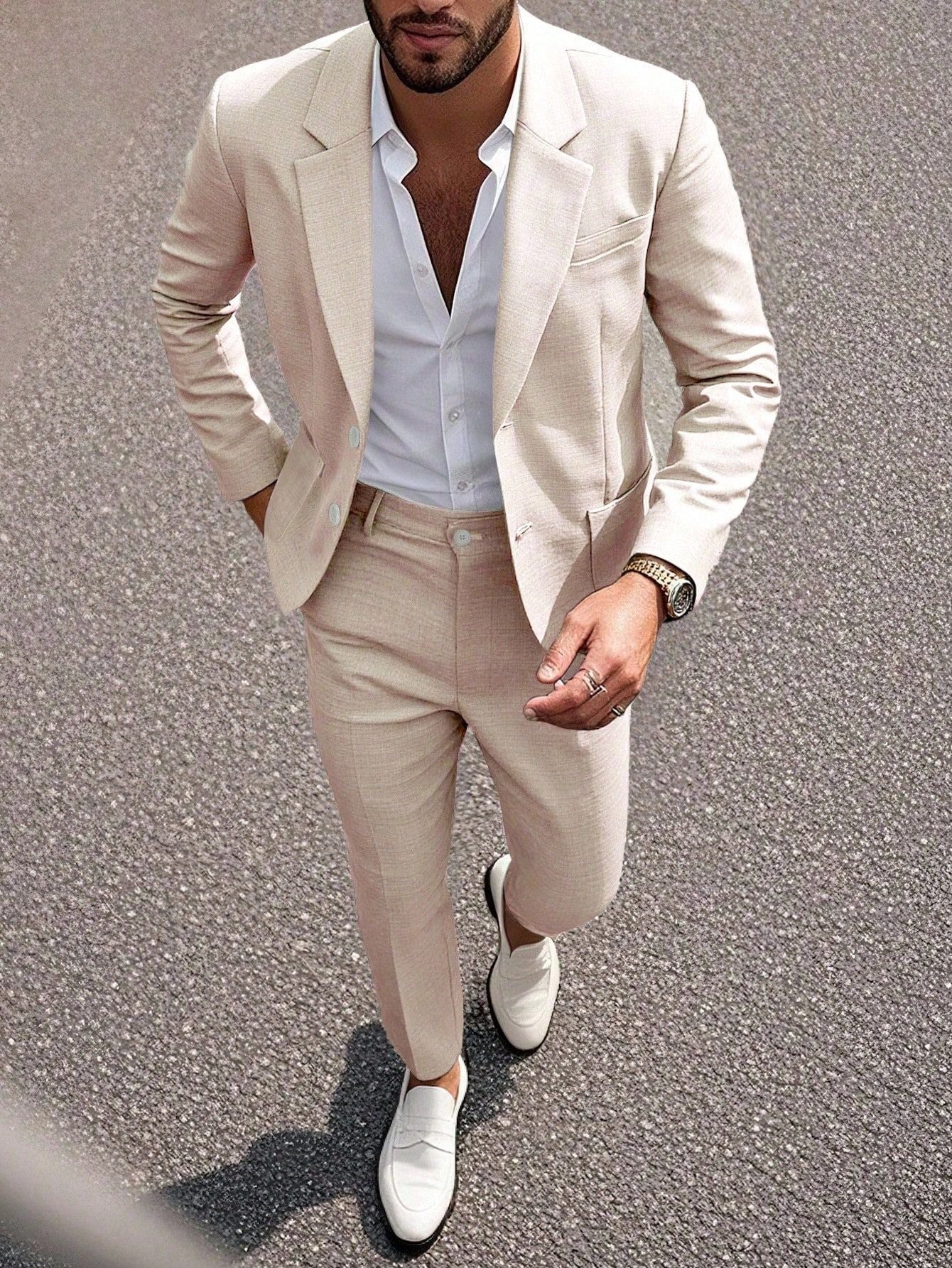 S-3XL Solid Color Suit Pants Set-Business Dinner Wedding