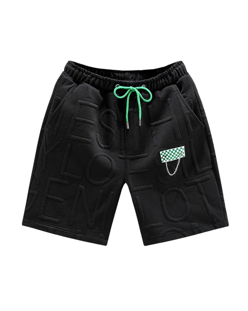 M-7XL American-style Embossed Chain-embellished Cropped Shorts