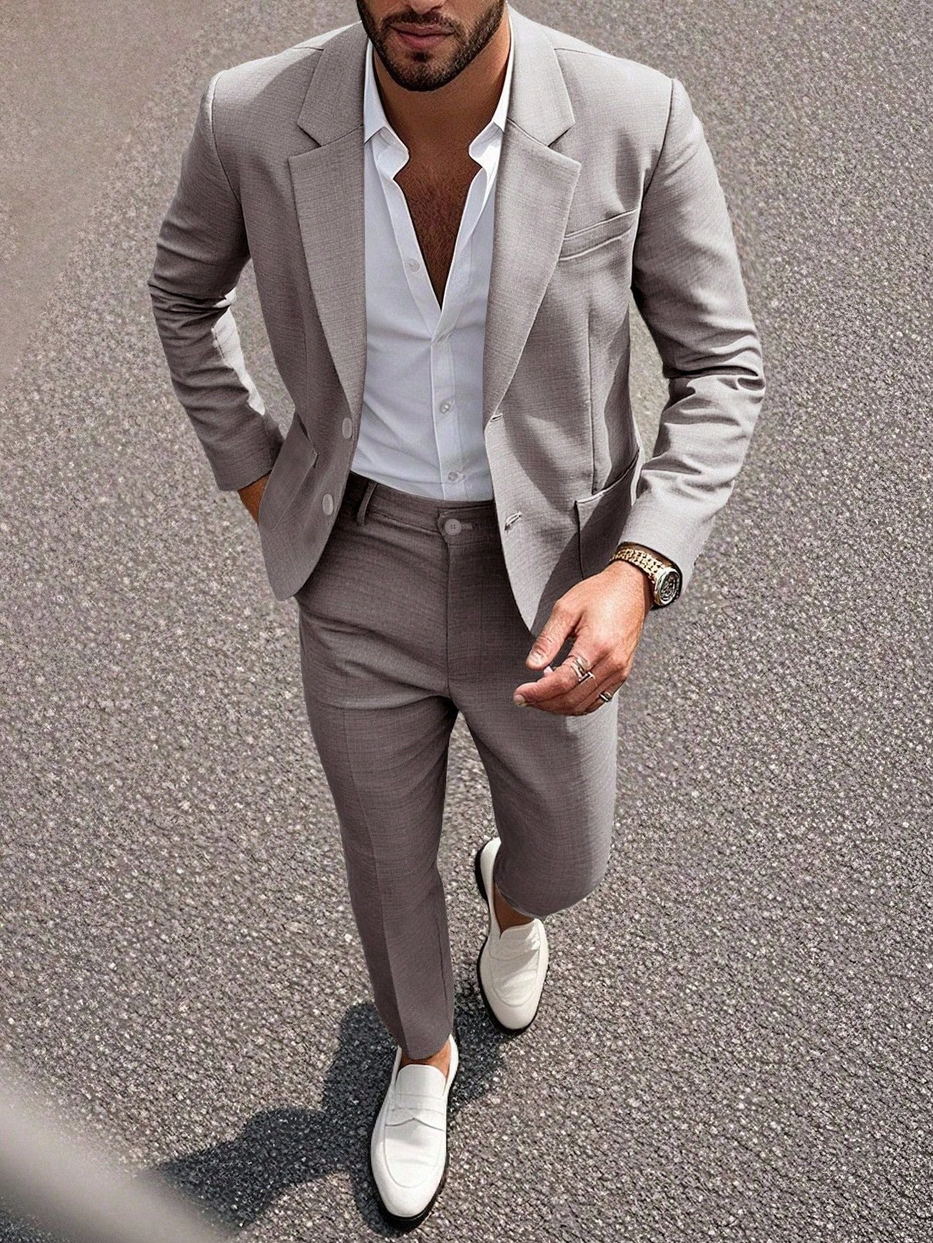 S-3XL Solid Color Suit Pants Set-Business Dinner Wedding