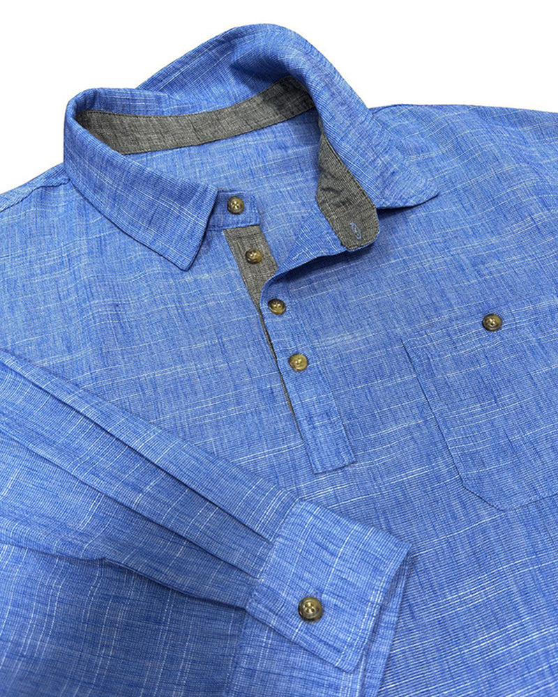 M-3XL Button Lapel Pullover Cotton Linen Shirt