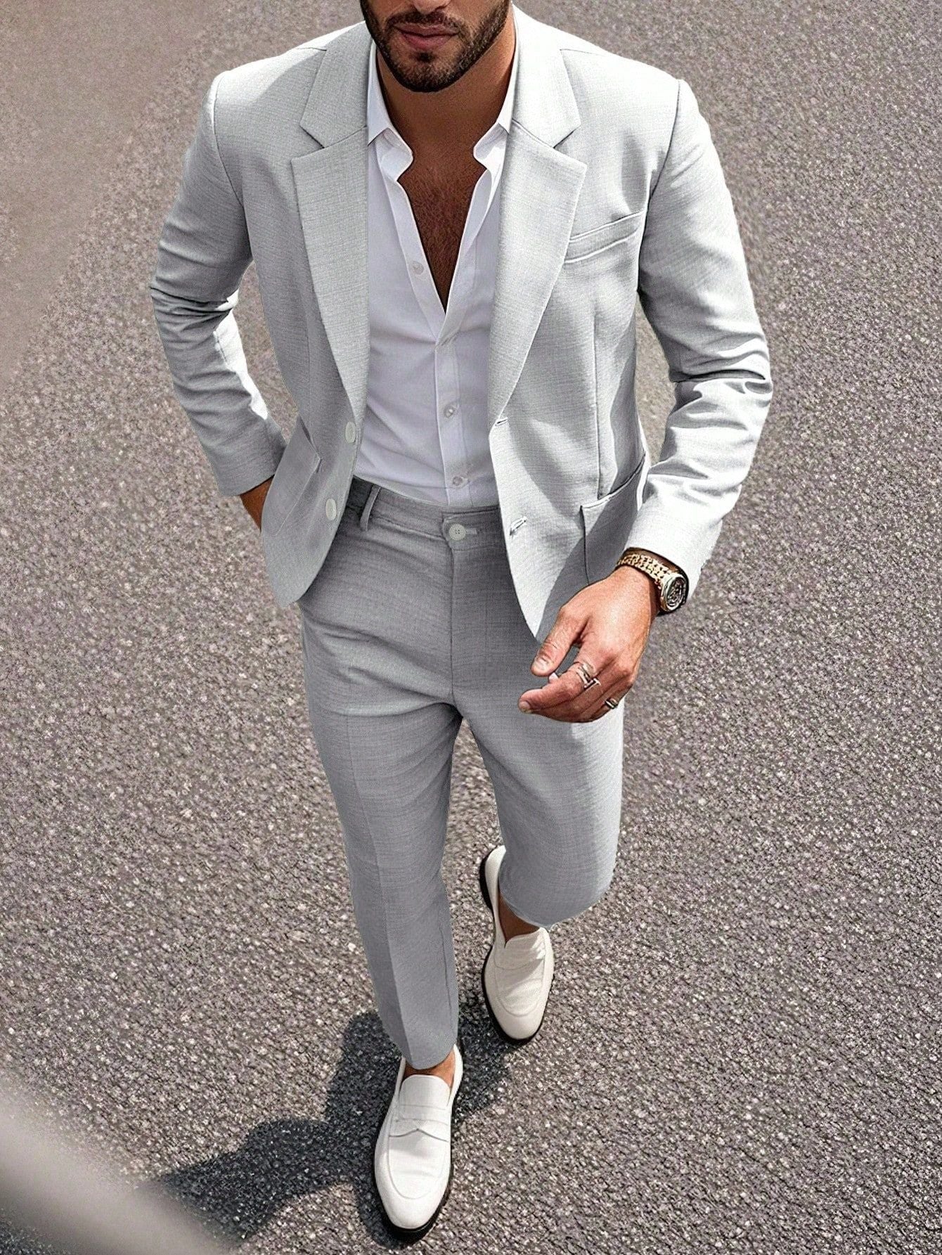 S-3XL Solid Color Suit Pants Set-Business Dinner Wedding