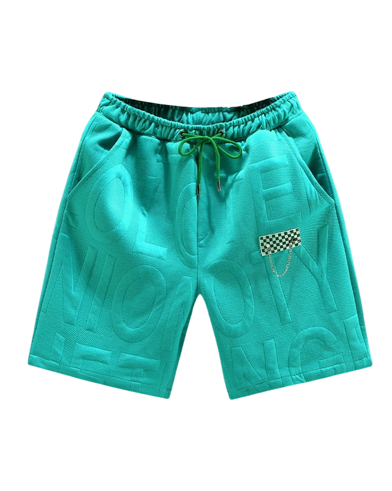 M-7XL American-style Embossed Chain-embellished Cropped Shorts