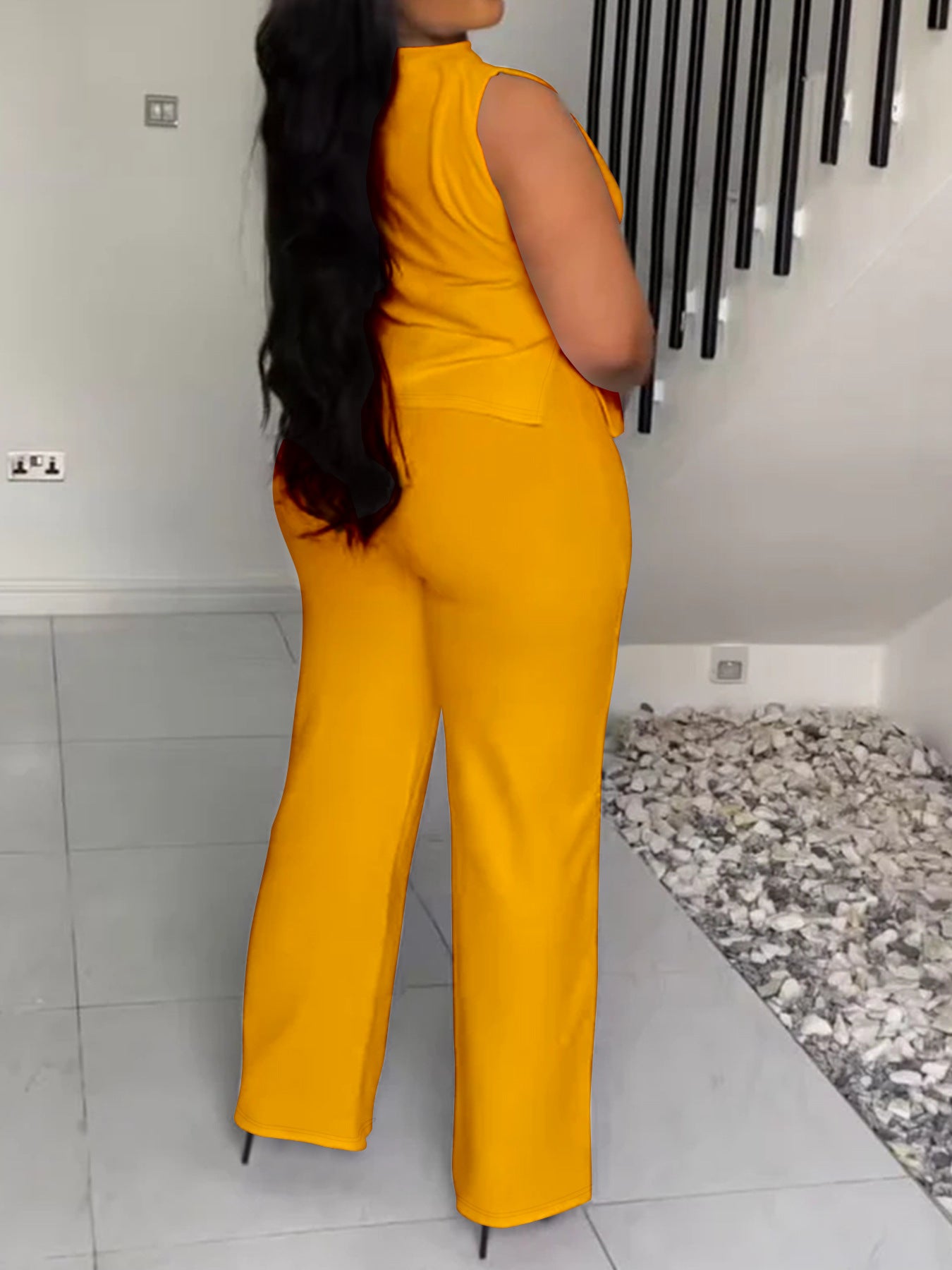 XL-4XL Women's Solid Color Casual Sleeveless Pants Set