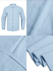 S-3XL Men's Linen Lapel Breathable Casual Long Sleeve Shirt