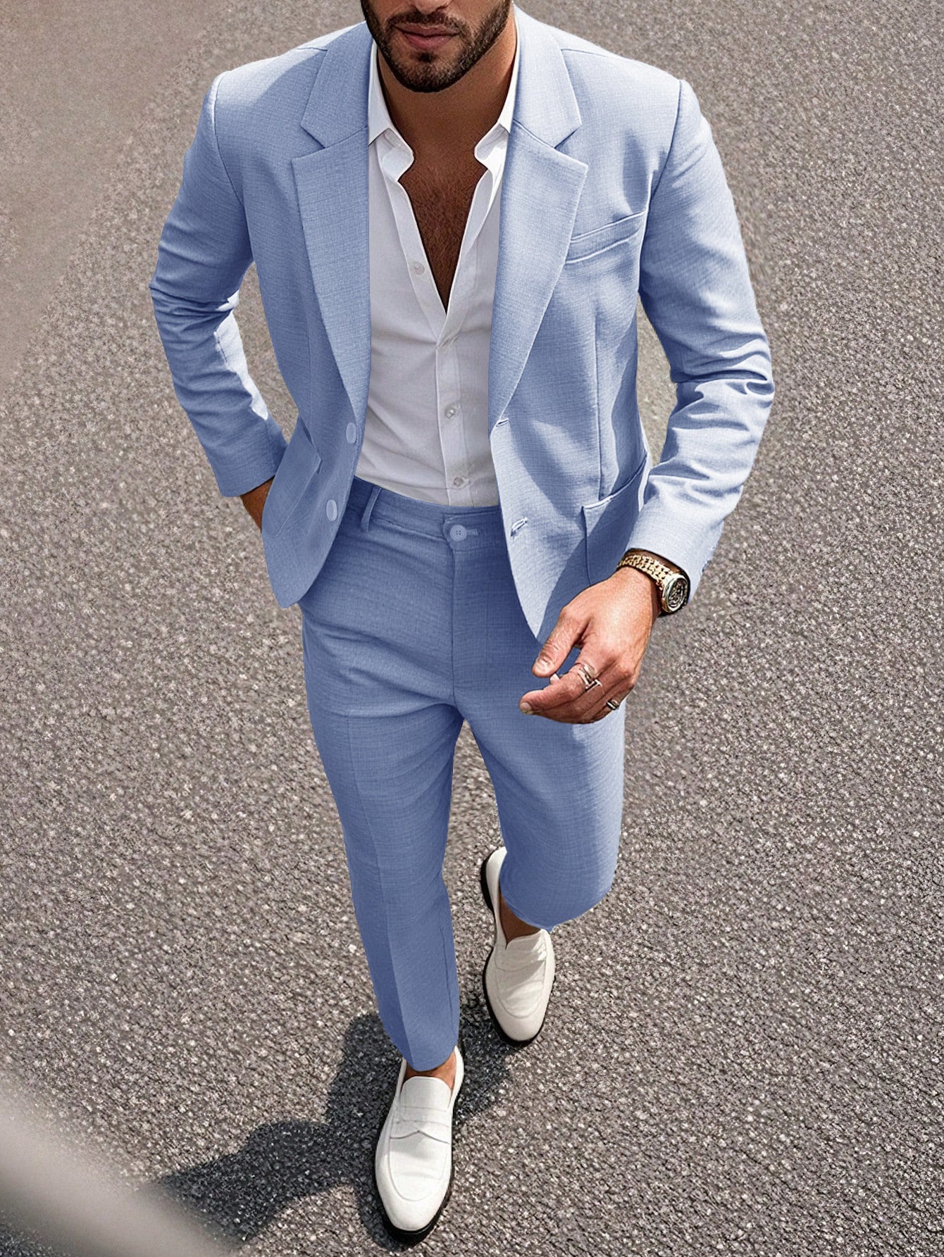 S-3XL Solid Color Suit Pants Set-Business Dinner Wedding