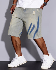 3XL-8XL Summer Elastic Waist Denim Shorts-loose High Elastic