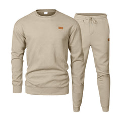 S-3XL Autumn And Winter Men's Crewneck Texture Jacquard Sweater Sports Casual Suit