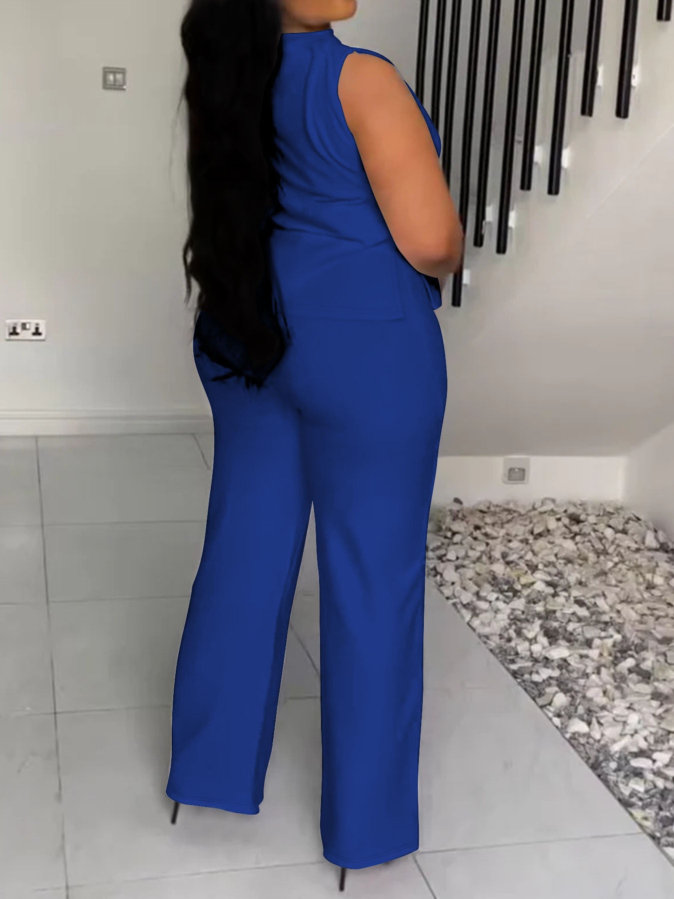 XL-4XL Women's Solid Color Casual Sleeveless Pants Set