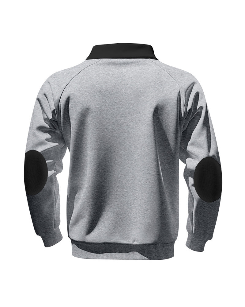 S-3XL Velvet Warm Zipper Stand Collar Personalized Patch Long Sleeve Sweater