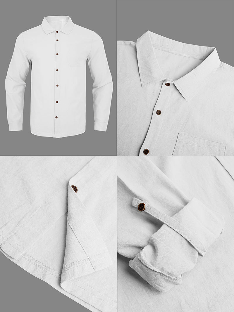S-3XL Men's Linen Lapel Breathable Casual Long Sleeve Shirt