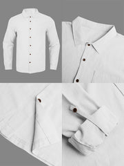 S-3XL Men's Linen Lapel Breathable Casual Long Sleeve Shirt