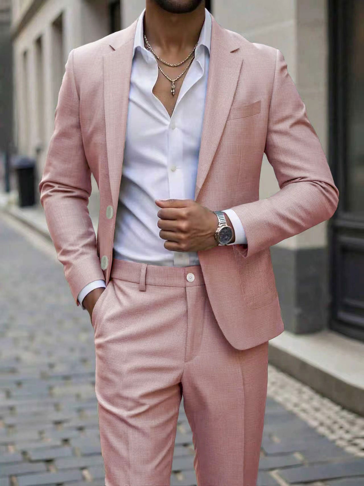 S-3XL Solid Color Suit Pants Set-Business Dinner Wedding