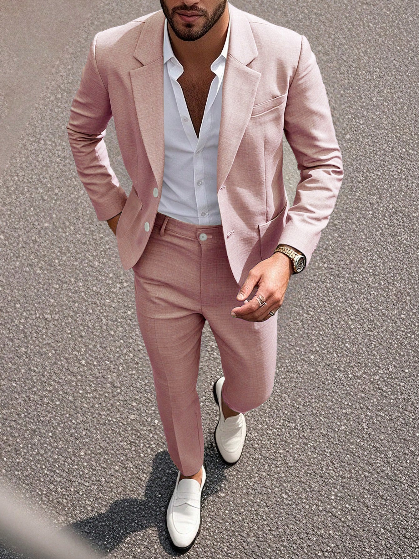 S-3XL Solid Color Suit Pants Set-Business Dinner Wedding