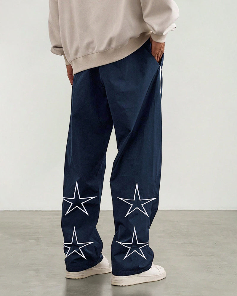 S-2XL American Style Retro Embroidered Straight Pants