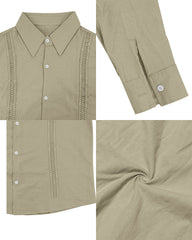 S-3XL Linen Solid Color Breathable Long Sleeve Shirt