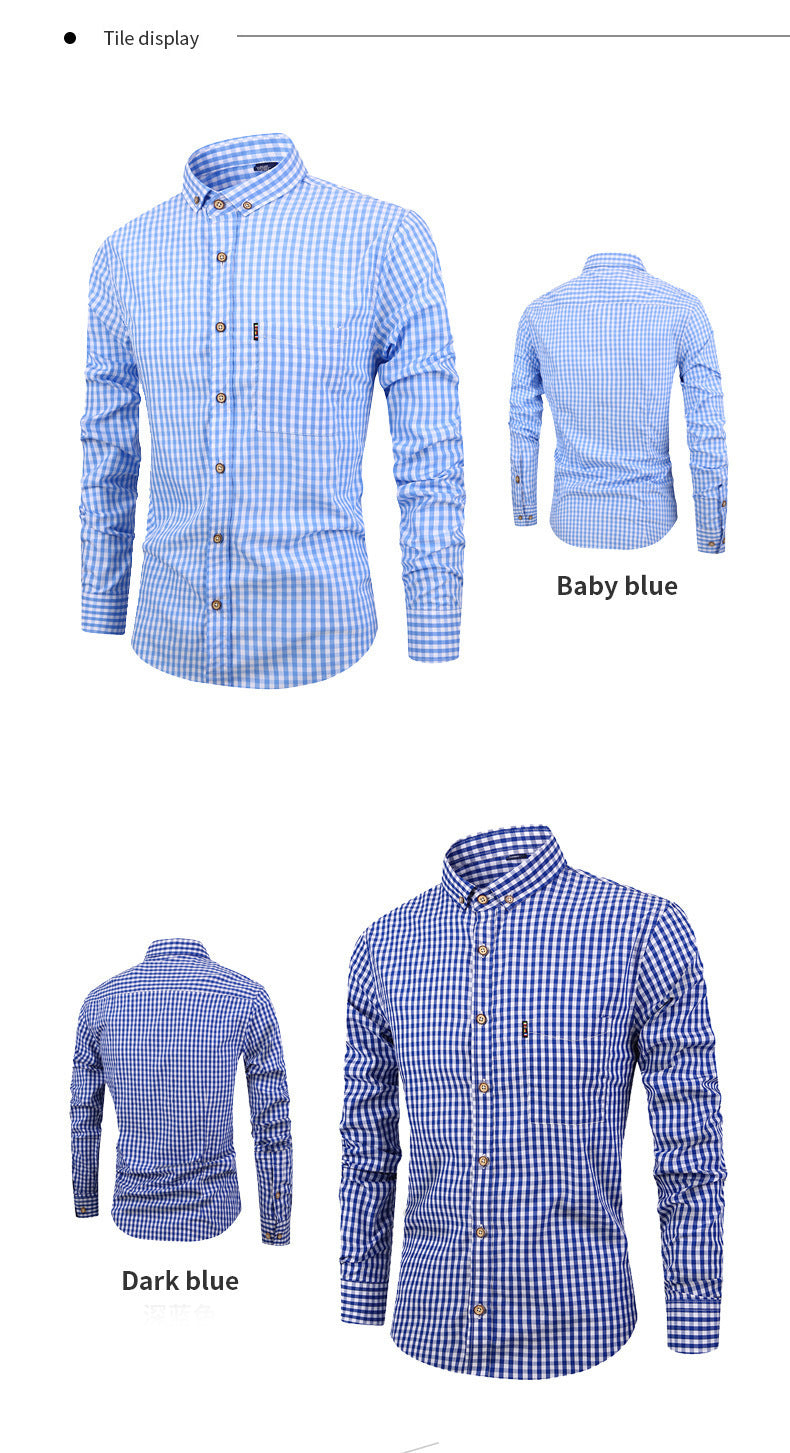 Men's XS-3XL Cotton Plaid Shirt