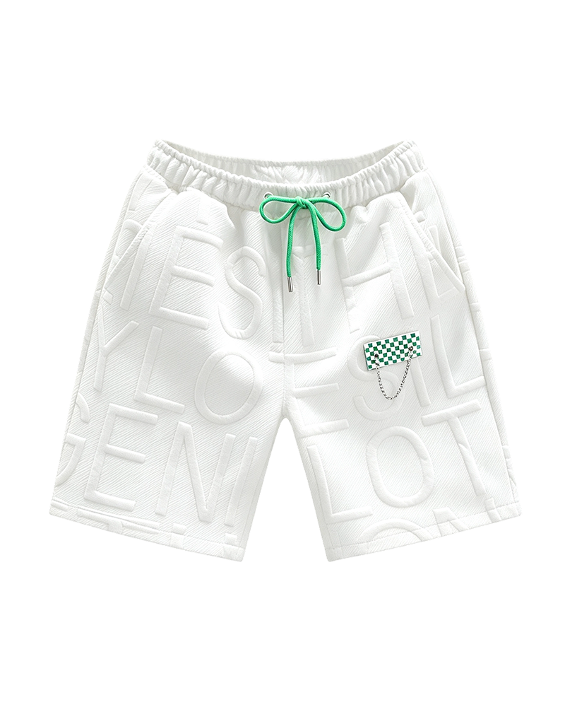 M-7XL American-style Embossed Chain-embellished Cropped Shorts