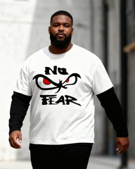 Big & Tall Men's "No Fear" Trend Graffiti Printed Fake Two Long Sleeve T-Shirts