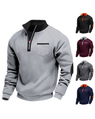 S-3XL Velvet Warm Zipper Stand Collar Personalized Patch Long Sleeve Sweater