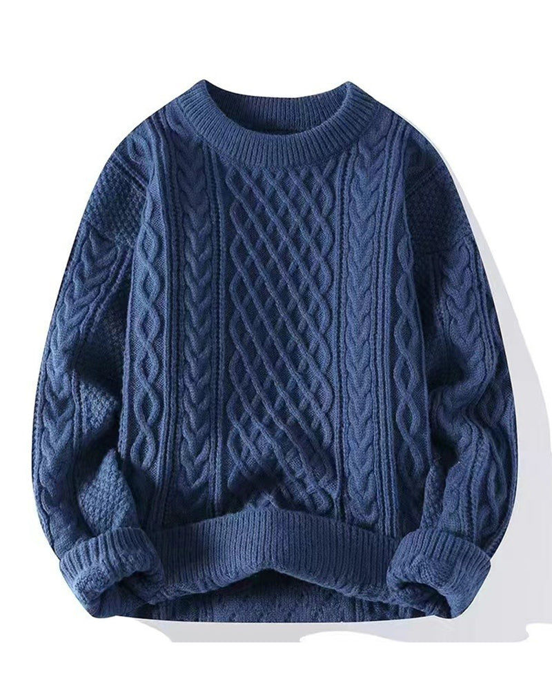 Big & Tall Men's Fall/Winter Solid Color Crewneck Knitted Velvet S-2XL