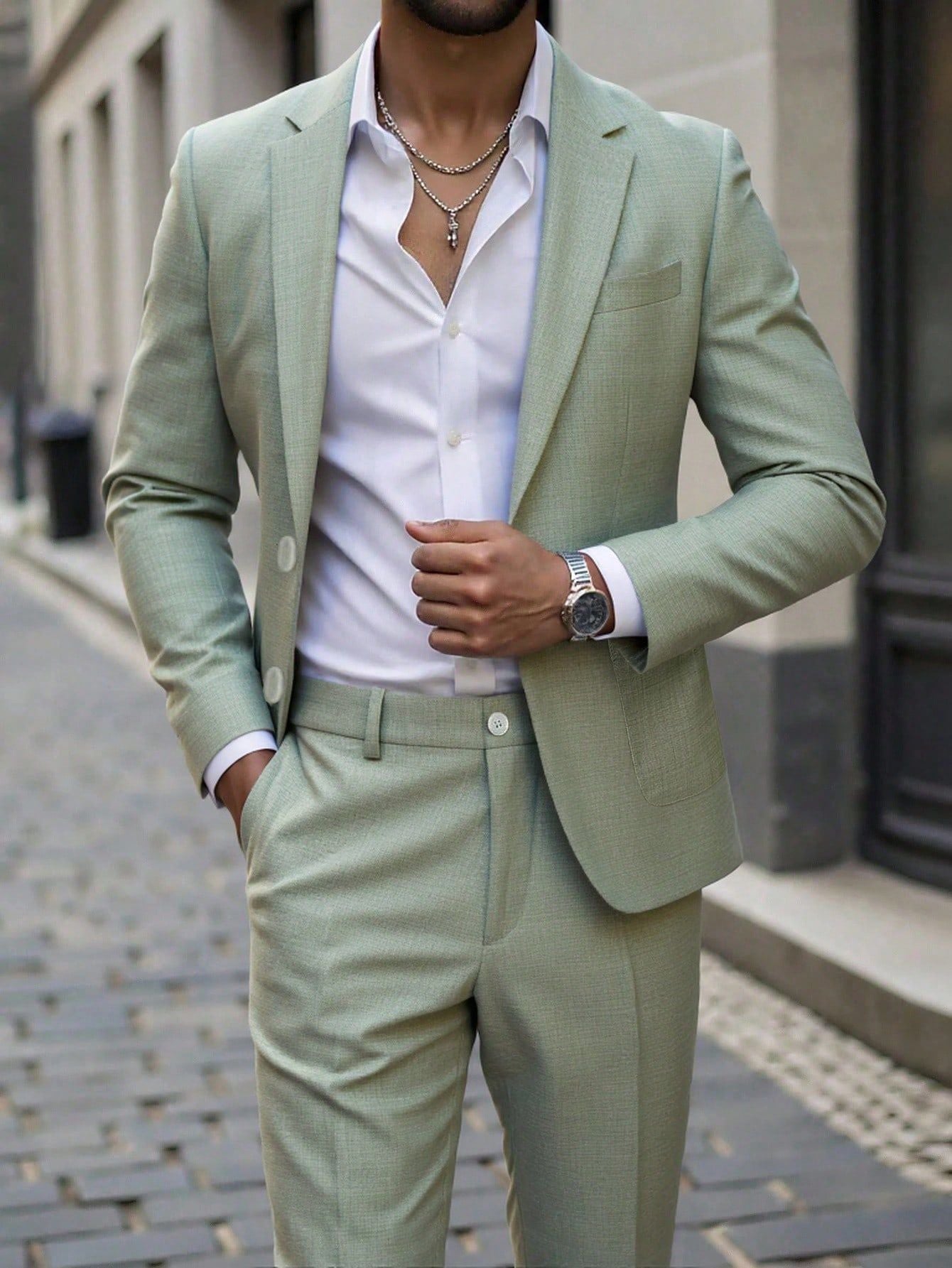 S-3XL Solid Color Suit Pants Set-Business Dinner Wedding