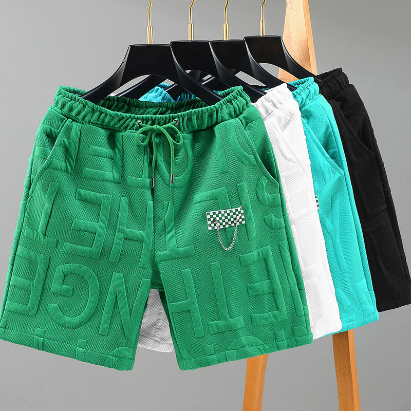 M-7XL American-style Embossed Chain-embellished Cropped Shorts