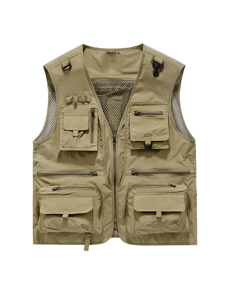 Big & Tall Men's Outdoor Mesh Quick-drying Multi-pocket Fishing Photography Vest S-6XL