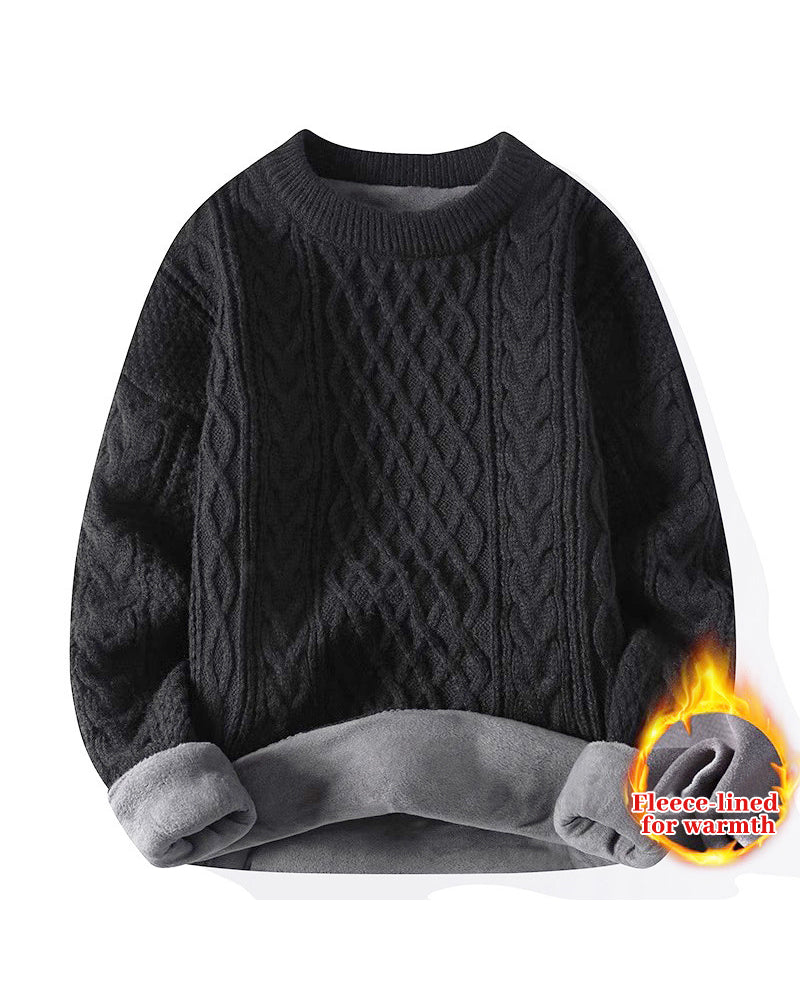 Big & Tall Men's Fall/Winter Solid Color Crewneck Knitted Velvet S-2XL