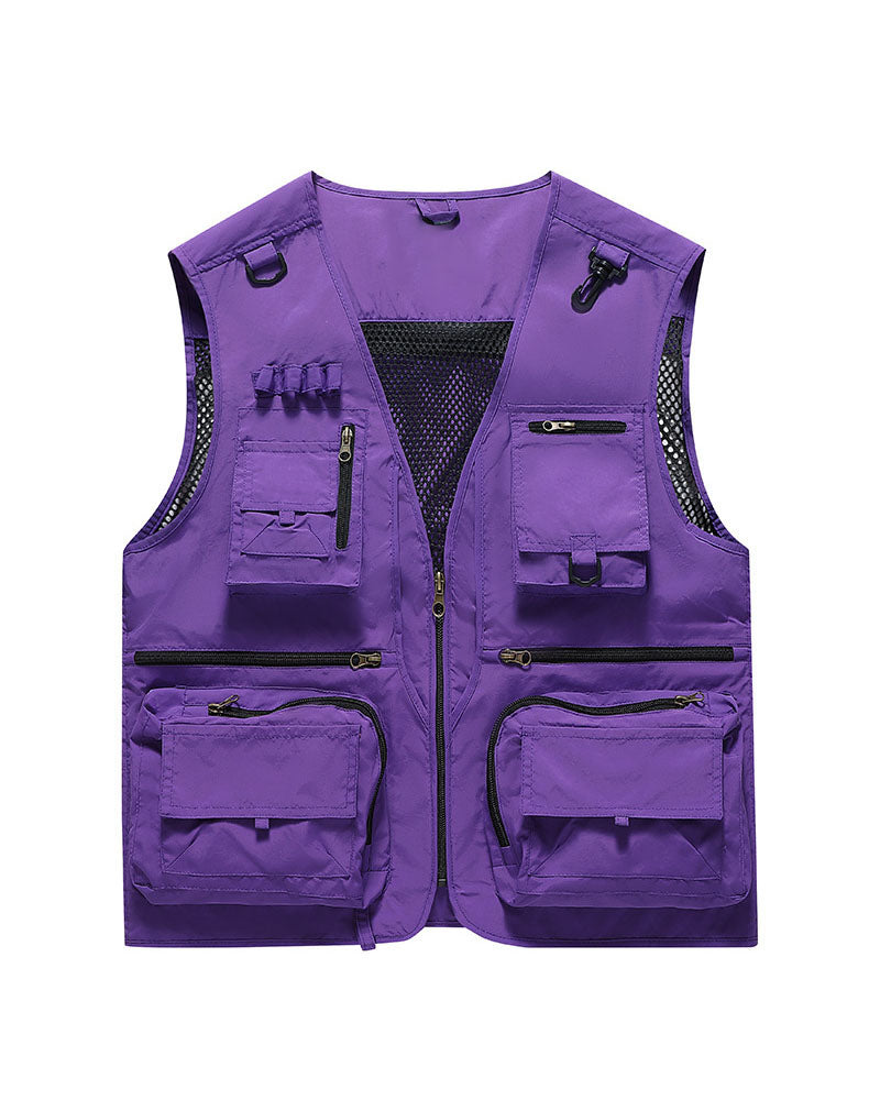 Big & Tall Men's Outdoor Mesh Quick-drying Multi-pocket Fishing Photography Vest S-6XL