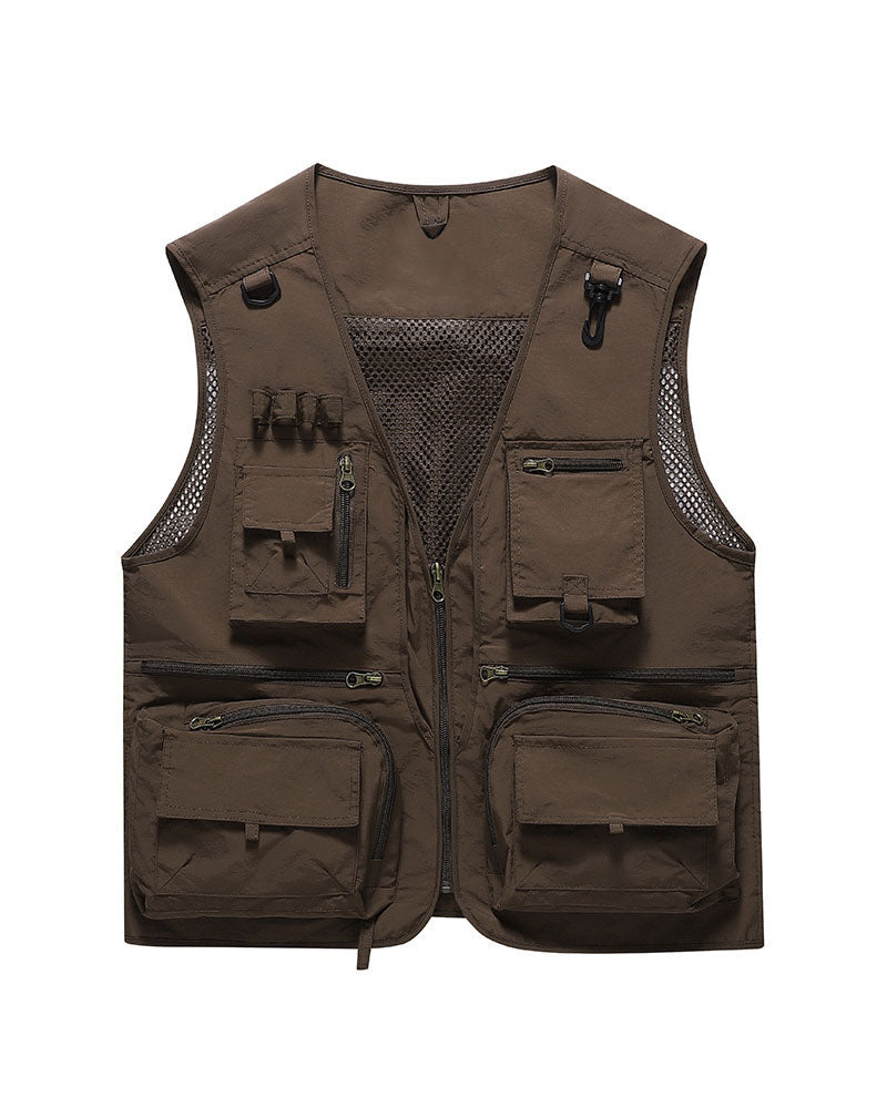 Big & Tall Men's Outdoor Mesh Quick-drying Multi-pocket Fishing Photography Vest S-6XL