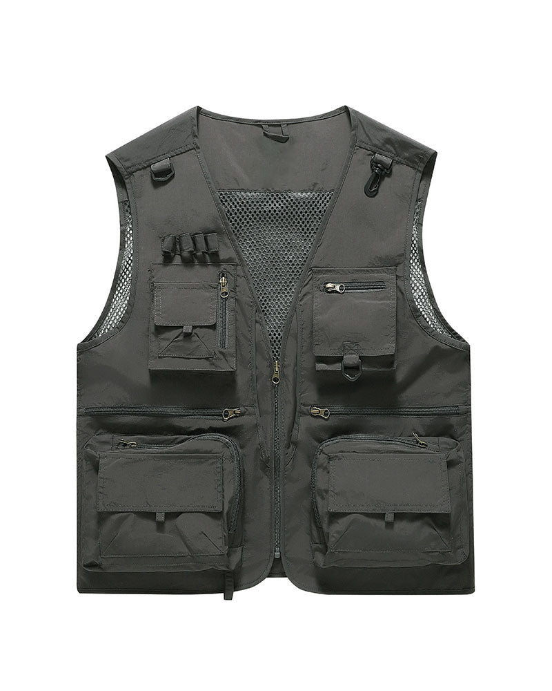 Big & Tall Men's Outdoor Mesh Quick-drying Multi-pocket Fishing Photography Vest S-6XL