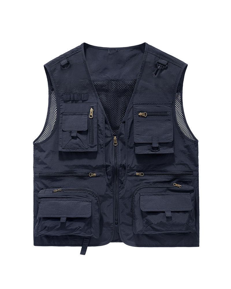 Big & Tall Men's Outdoor Mesh Quick-drying Multi-pocket Fishing Photography Vest S-6XL