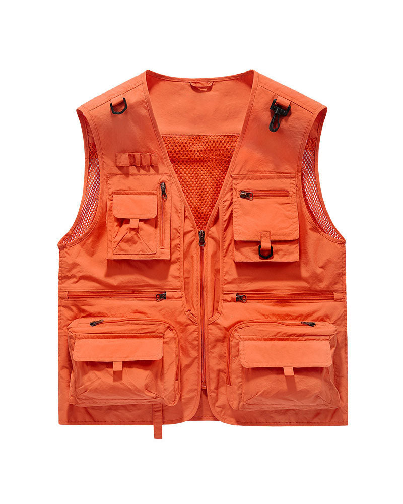 Big & Tall Men's Outdoor Mesh Quick-drying Multi-pocket Fishing Photography Vest S-6XL