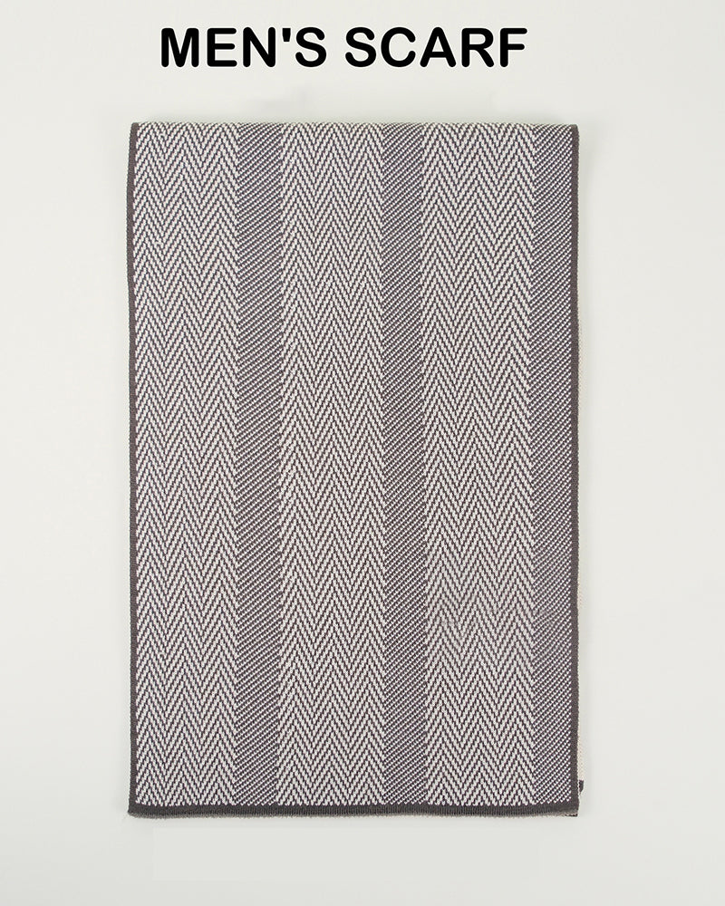 Autumn And Winter Business Herringman Fine Plaid Cashmere Knitted Scarf