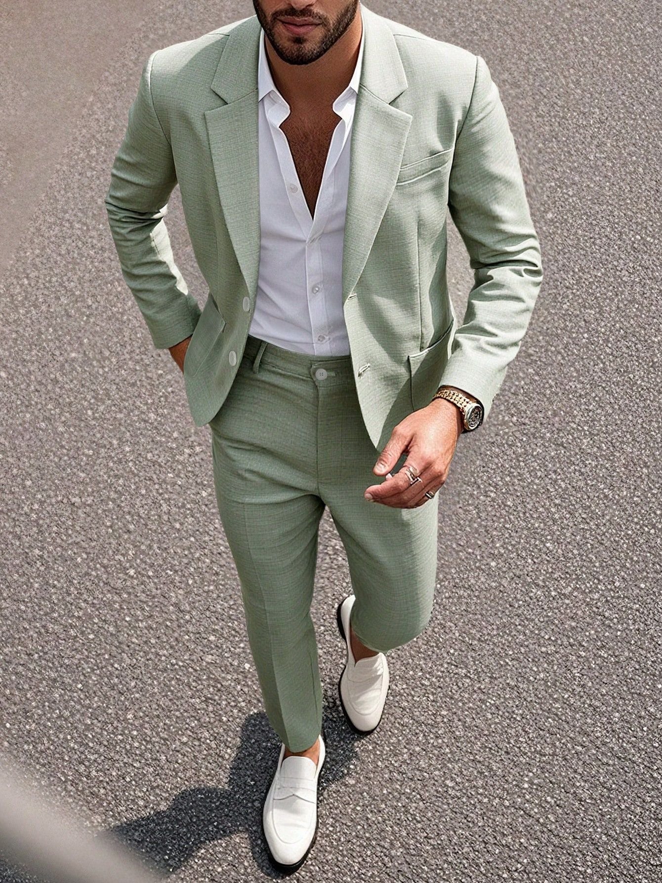 S-3XL Solid Color Suit Pants Set-Business Dinner Wedding