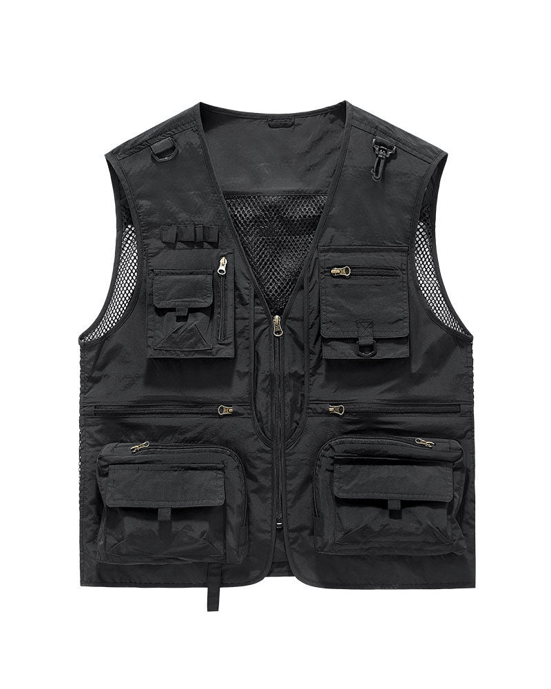 Big & Tall Men's Outdoor Mesh Quick-drying Multi-pocket Fishing Photography Vest S-6XL