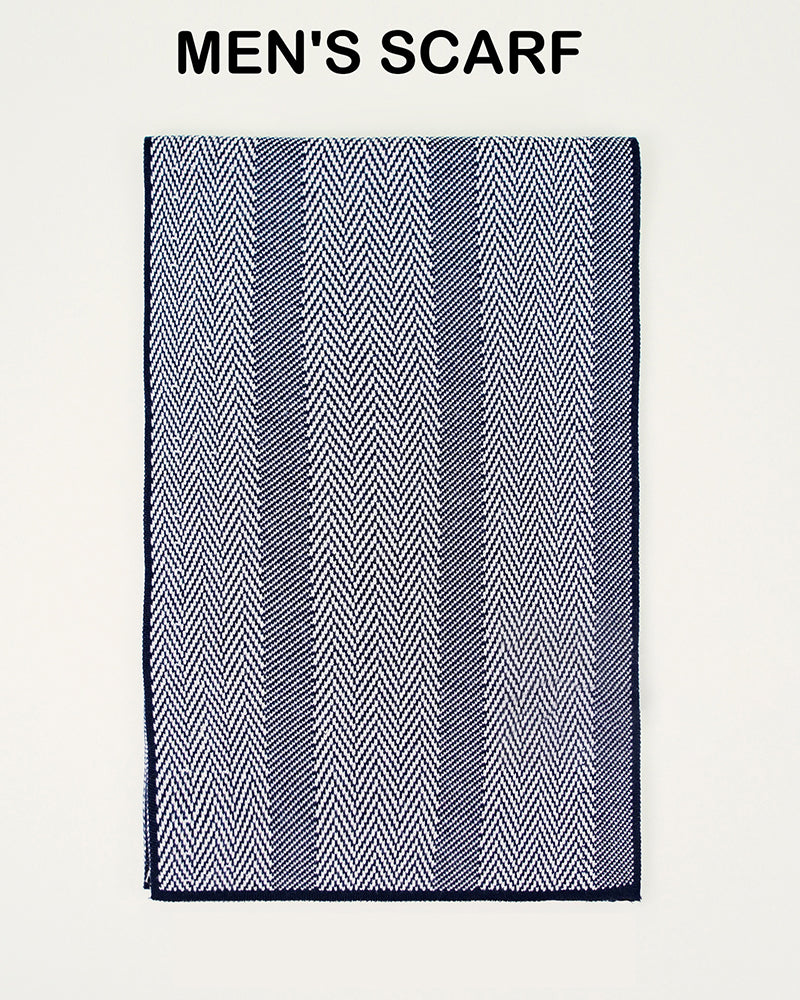 Autumn And Winter Business Herringman Fine Plaid Cashmere Knitted Scarf