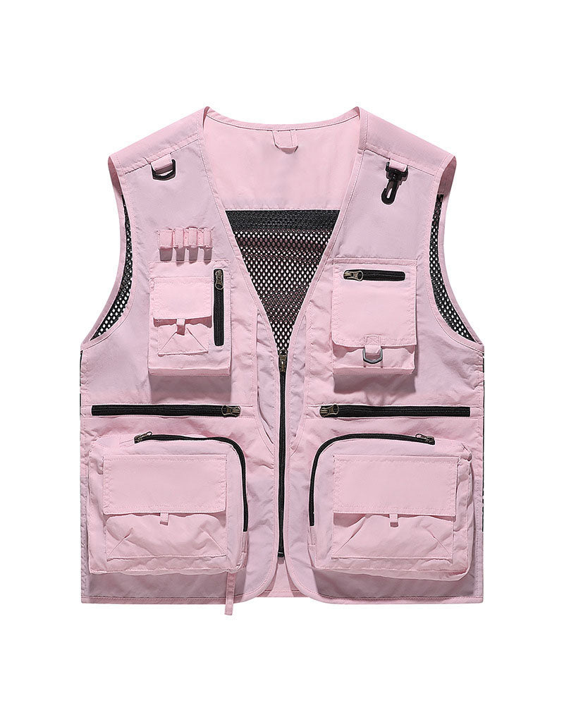 Big & Tall Men's Outdoor Mesh Quick-drying Multi-pocket Fishing Photography Vest S-6XL