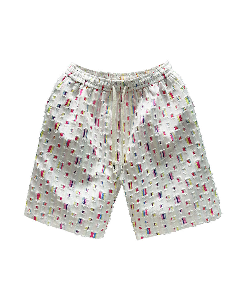 5XL-11XL Ripped Texture Contrast Square Drawstring Large Size Pants