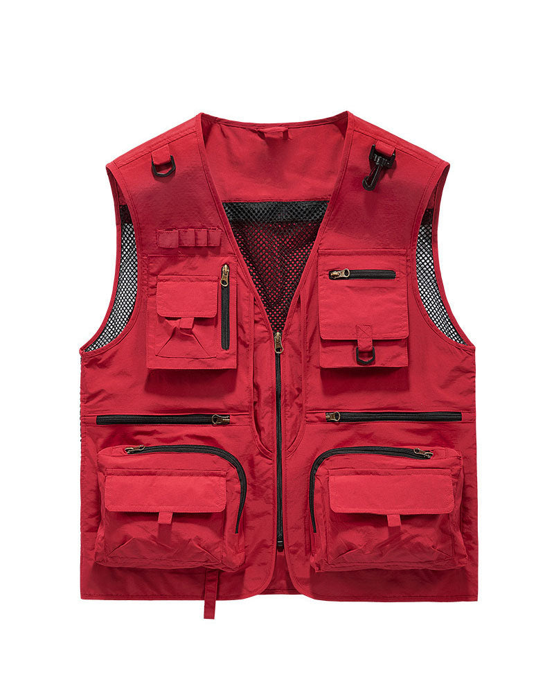 Big & Tall Men's Outdoor Mesh Quick-drying Multi-pocket Fishing Photography Vest S-6XL