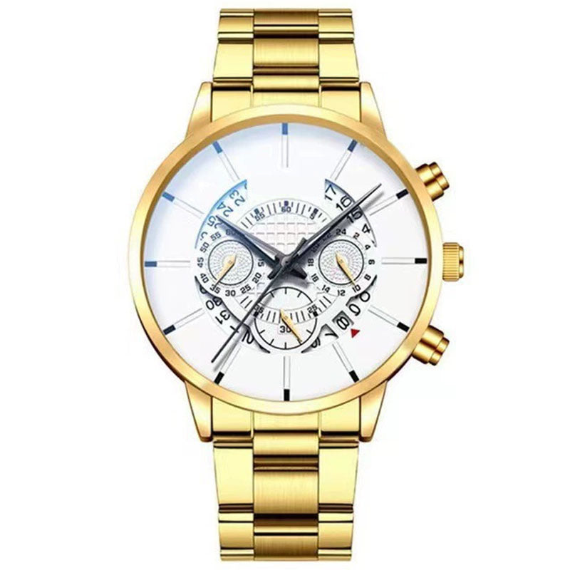 All-match Large Dial Quartz Calendar Steel Band Men's Watch