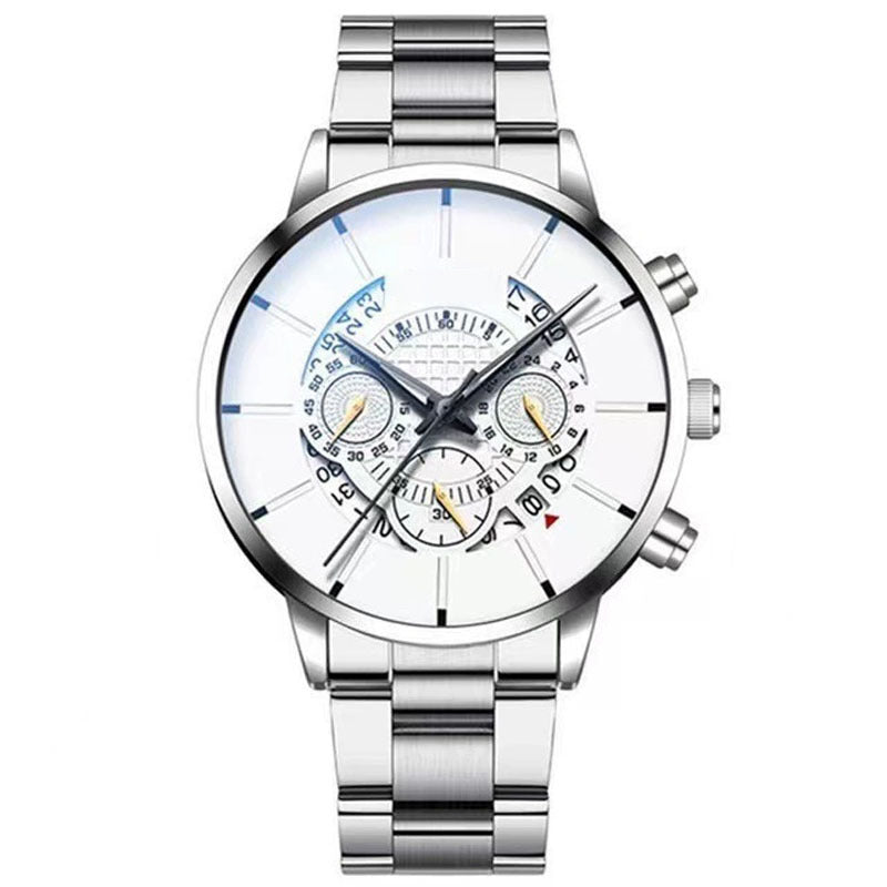 All-match Large Dial Quartz Calendar Steel Band Men's Watch