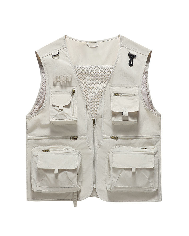 Big & Tall Men's Outdoor Mesh Quick-drying Multi-pocket Fishing Photography Vest S-6XL