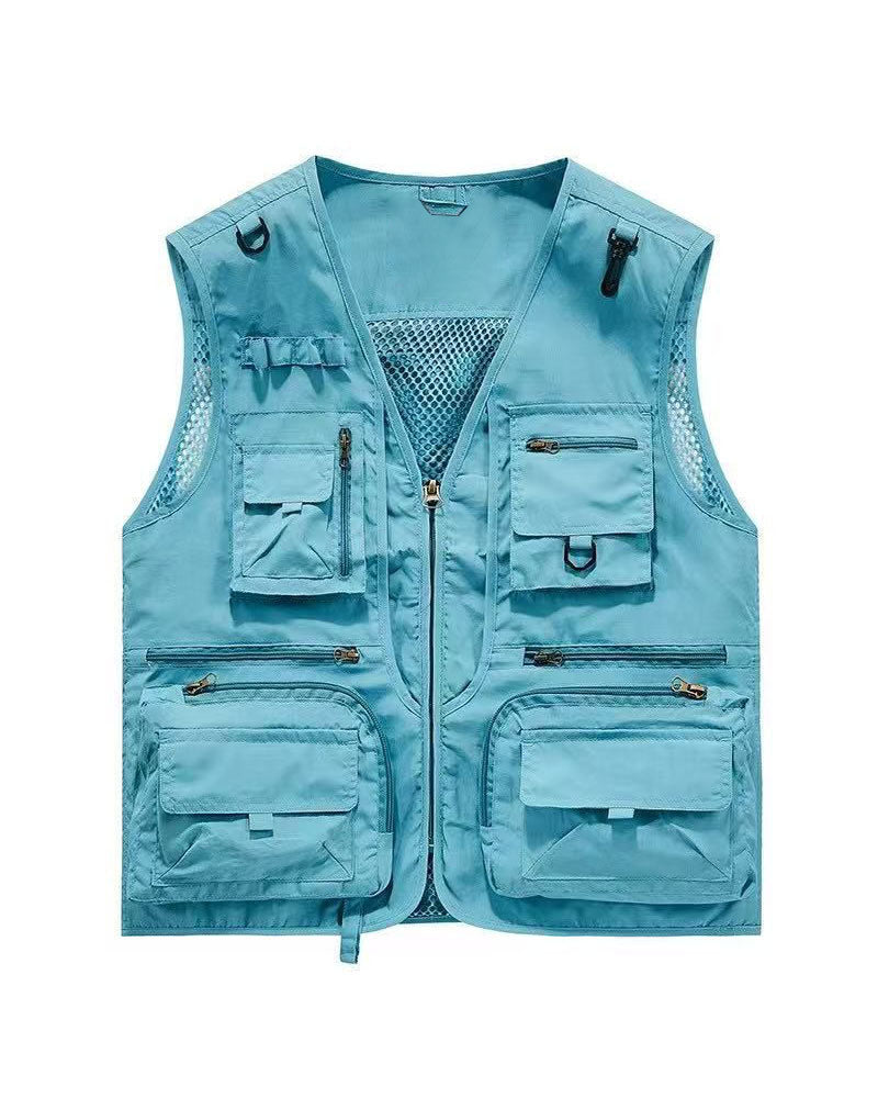 Big & Tall Men's Outdoor Mesh Quick-drying Multi-pocket Fishing Photography Vest S-6XL