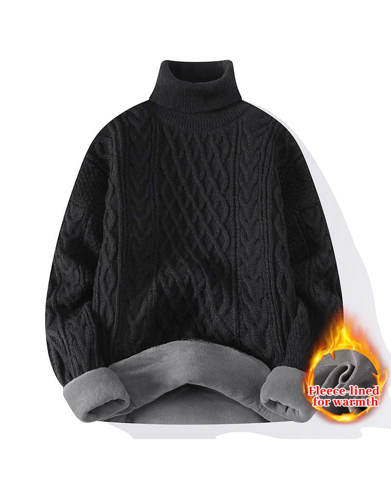 Big & Tall Men's Fall/Winter Solid Color High Neck Knitted Velvet S-2XL