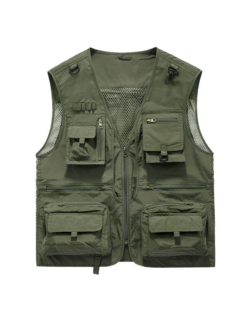 Big & Tall Men's Outdoor Mesh Quick-drying Multi-pocket Fishing Photography Vest S-6XL