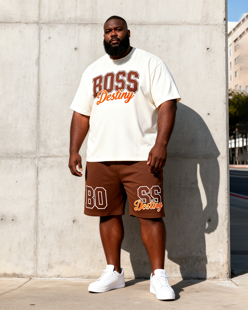 Big & Tall Men's BOSS Destiny Letter Print Round Neck Short Sleeve T-Shirt Shorts Set